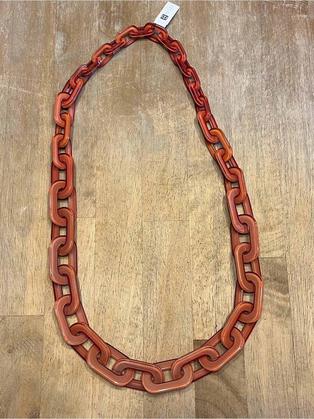 Zenii Kelsey Necklace Statement Resin Link - Orange